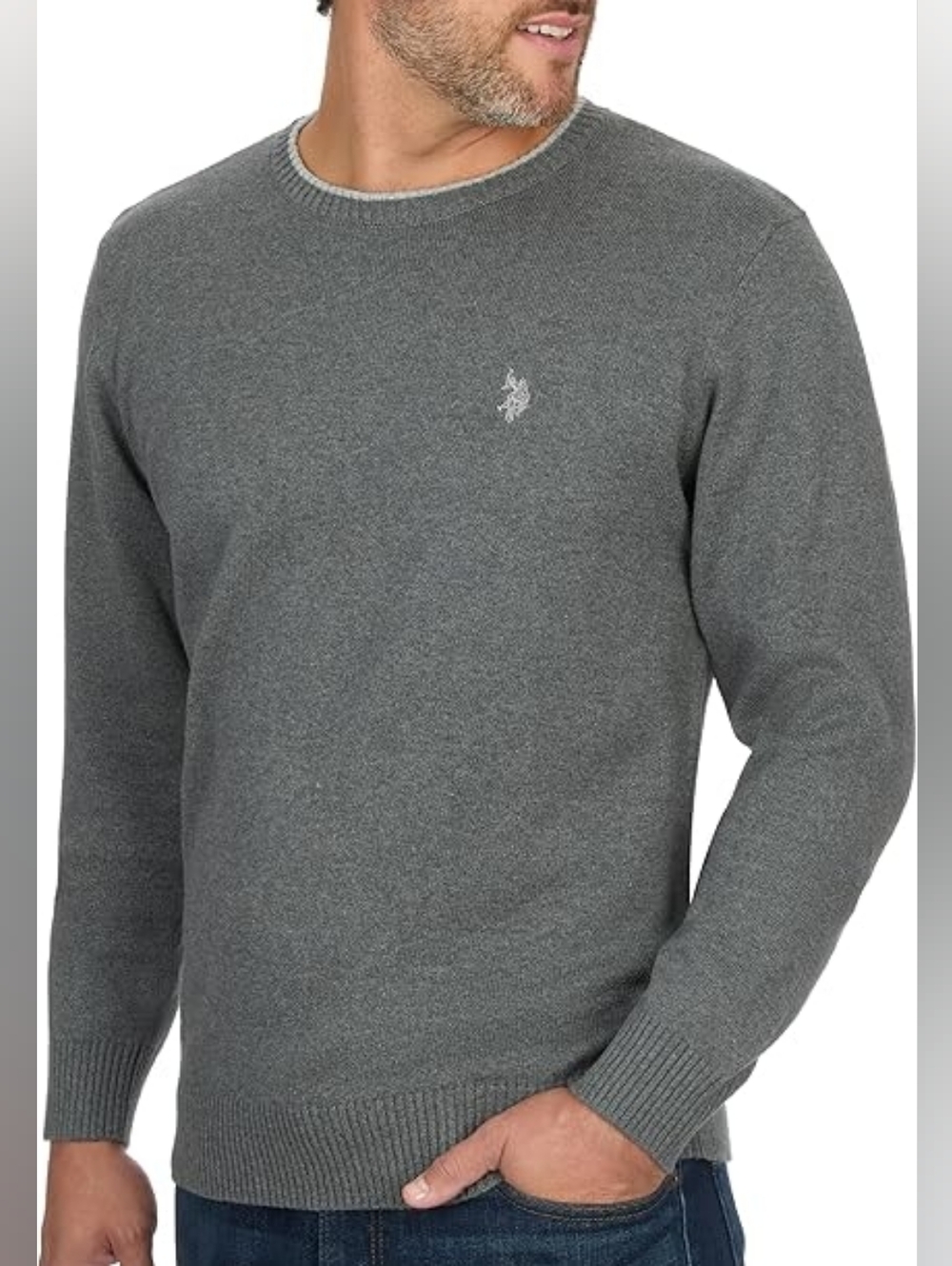 U.S. Polo Solid Jersey Crew Neck Sweater Pullover XL